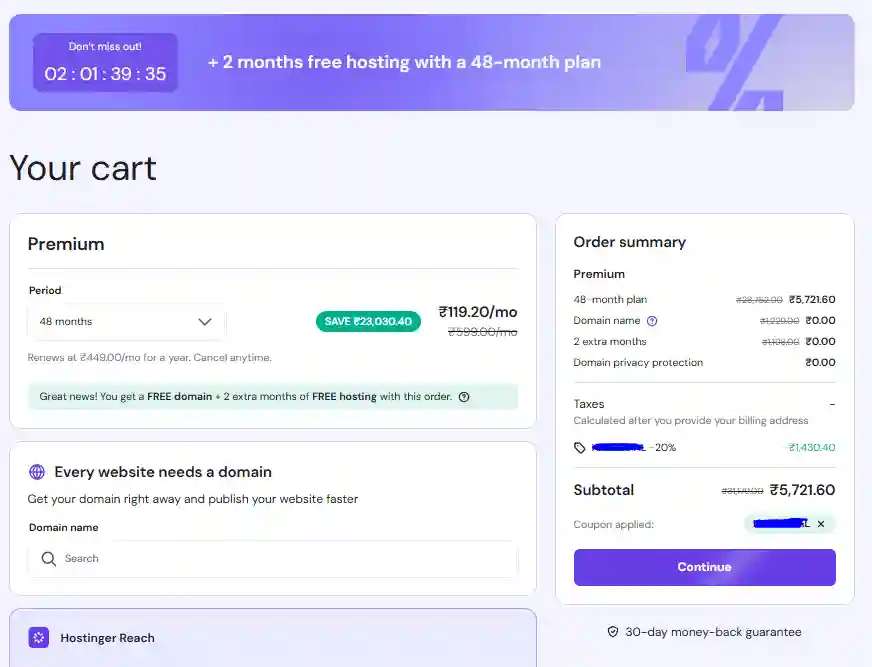Hostinger Coupon Code Apply and get Extra 30% Off