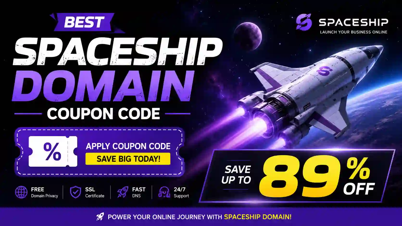 Best Spaceship Domain Coupon Code: Save Up to 89% Off