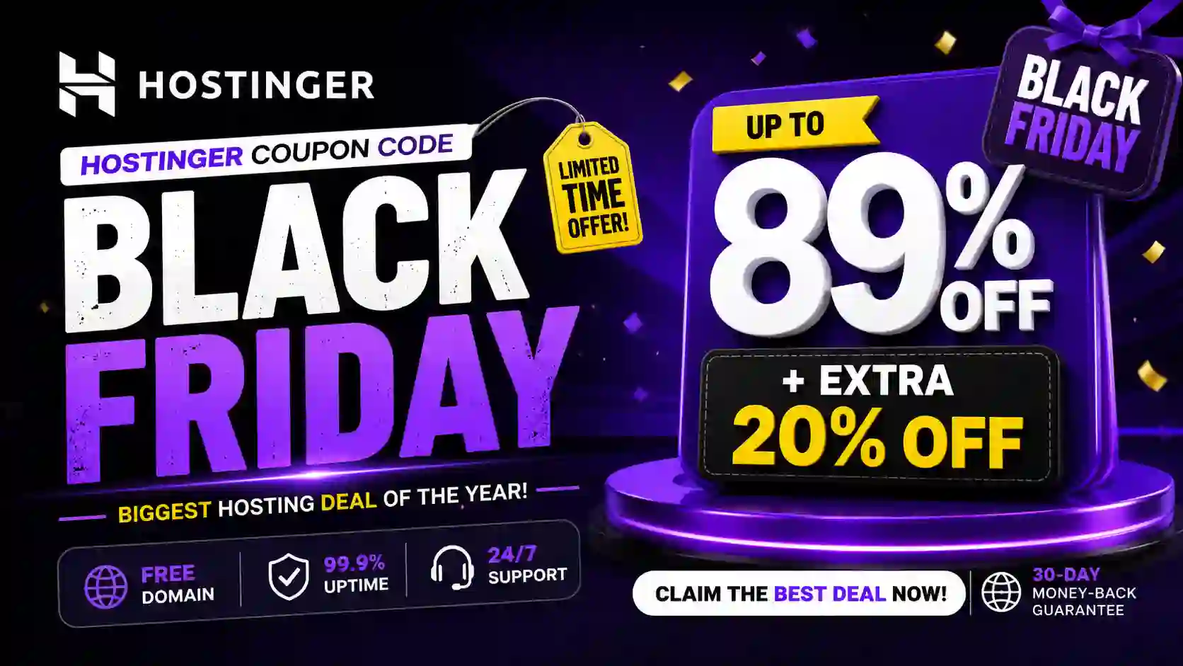 Hostinger Coupon Code Black Friday: 89% Off + Extra 20% Off