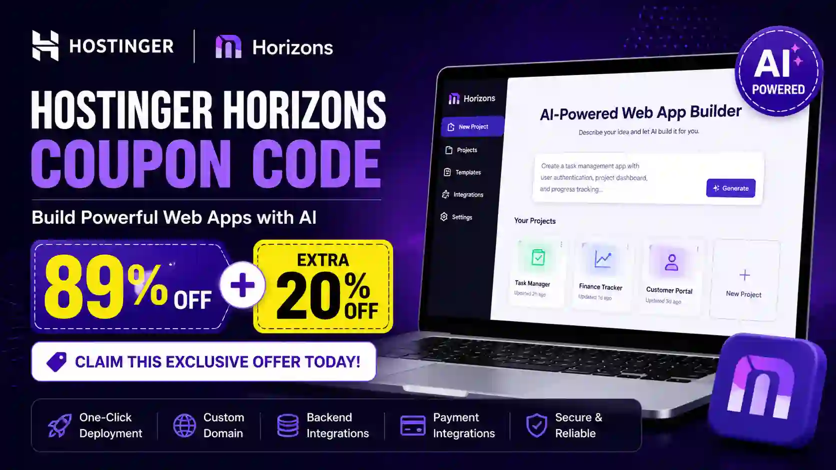 Hostinger Horizons Coupon Code: 89% Off + Extra 20% Off