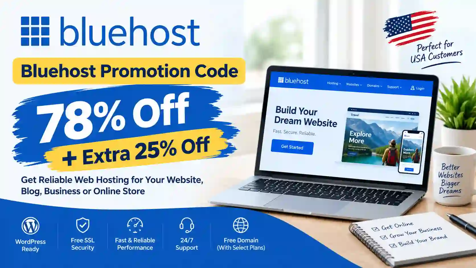 Bluehost Promotion Code: Get 78% Off + Extra 25% Off