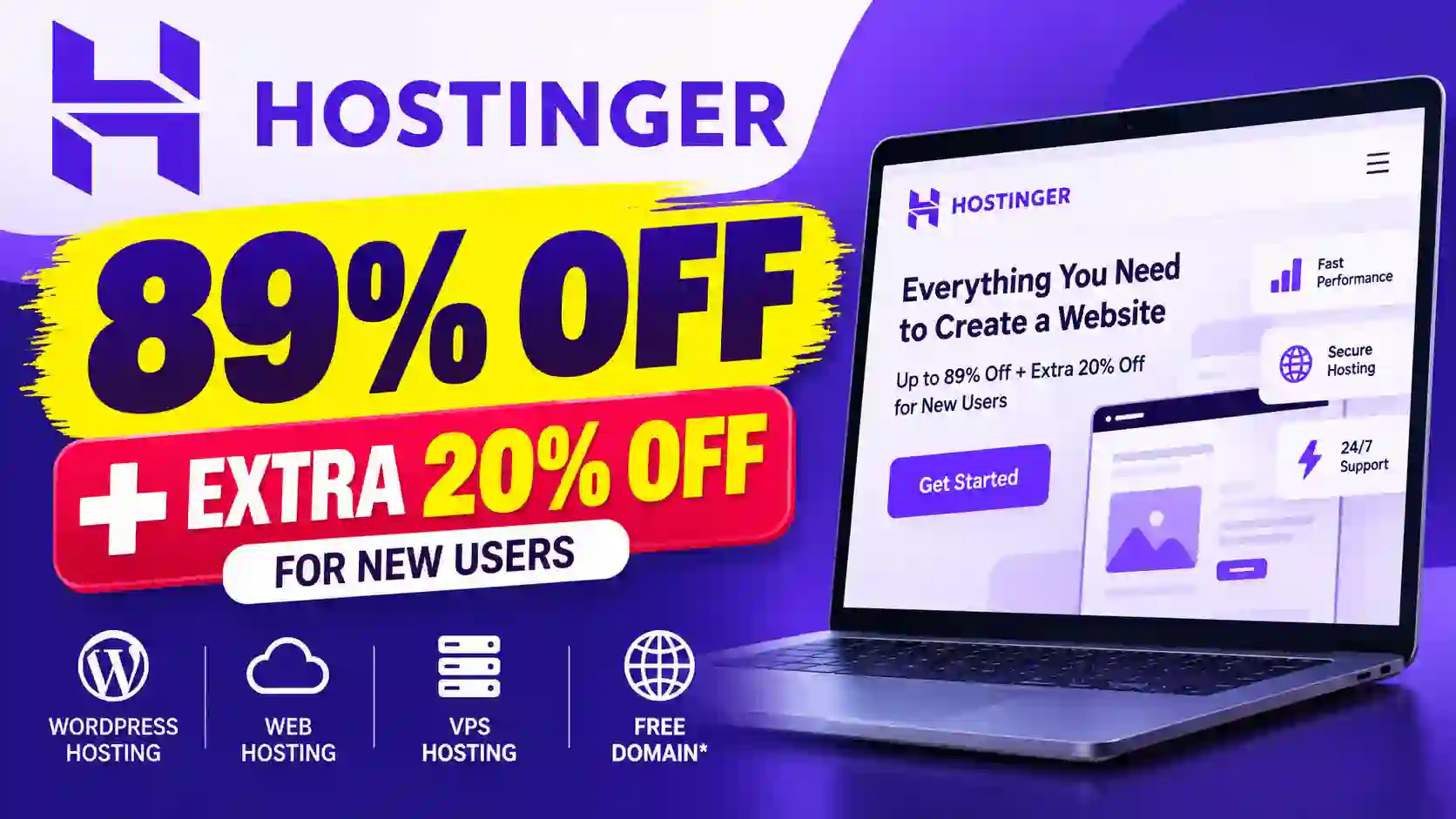 Hostinger Coupon Code 50% Off: Get 89% Off + Extra 20%